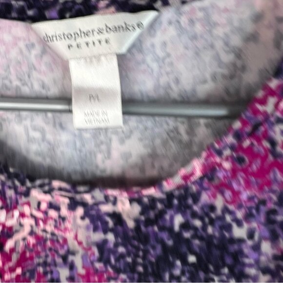 Christopher & Banks shirt multicolor Pink  Purple black dotted Long Sleeve Top - Picture 9 of 12